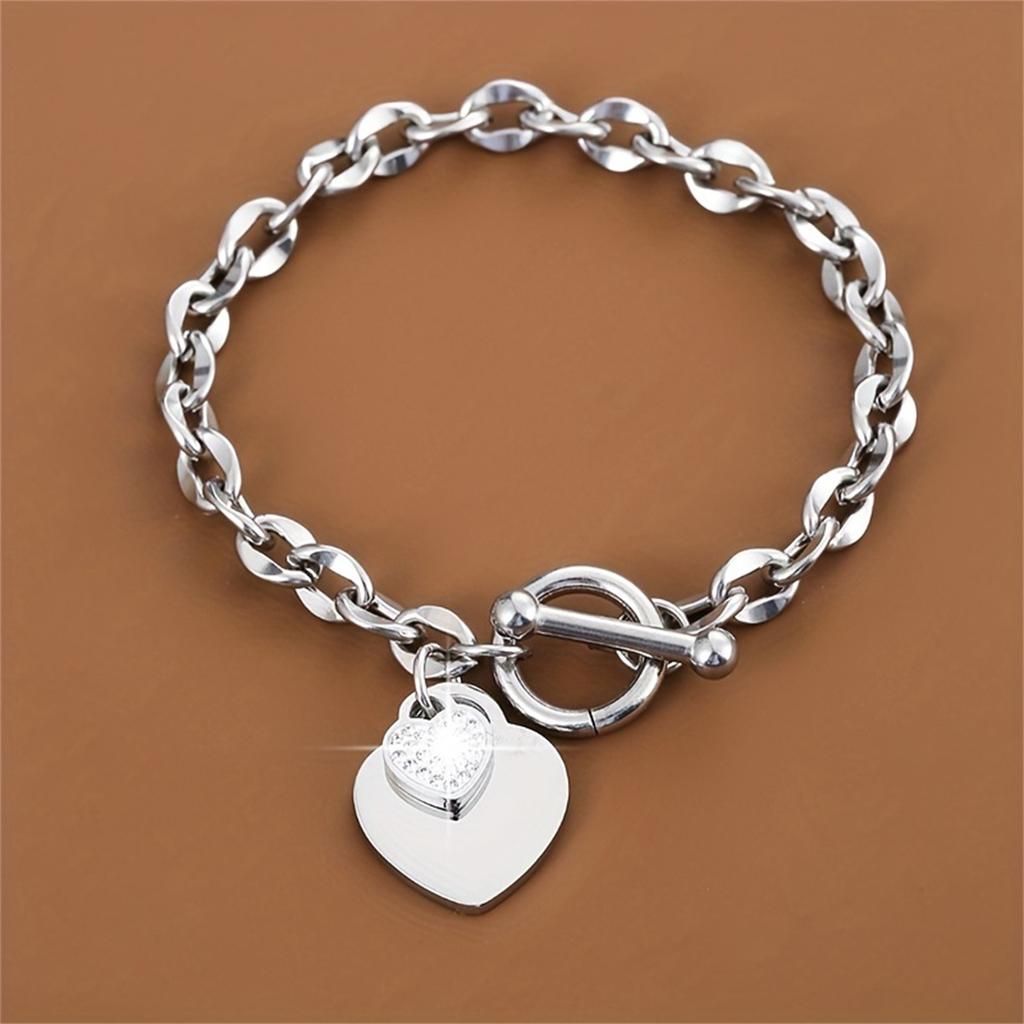 Модный нишевый дизайн Wind Titanium Steel Ladies Ot Buckle Love Stainless Steel Bracelet Women's Universal Bracelet Jewelry