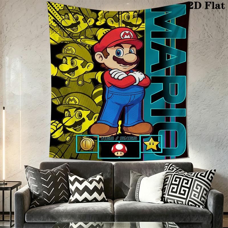 Hop Mario Brick Wall Hanging Printed Fabric Blanket Decorative Tapestries for Bedroom Living Room Home Decor