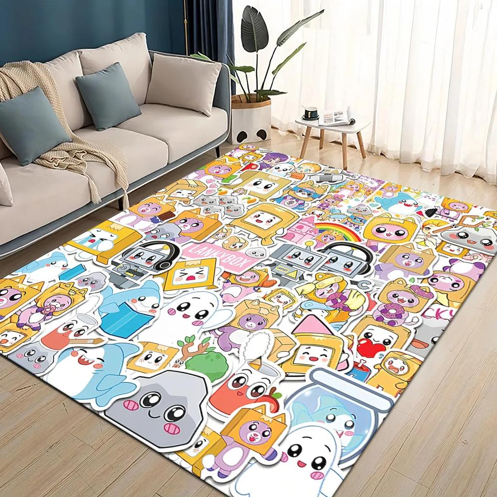 2025 New Style Lankybox Boxy Foxy Rocky Cartoon Carpet Rug for Living Room Bedroom Home Sofa Decoration,kids Non-slip Floor Mat