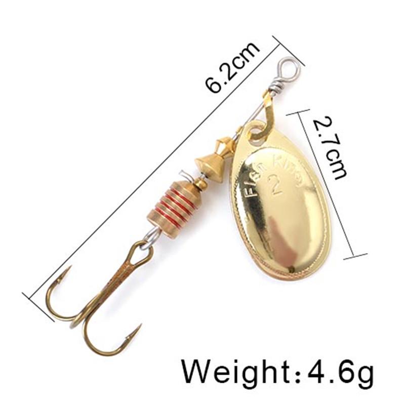 FISH KING Spinner Bait 3,9 г, 4,6 г, 7,4 г, 10,8 г, 15 г, приманки для ложки, металлические приманки для щуки с тройными крючками, искусственная приманка для окуня, рыболовная приманка