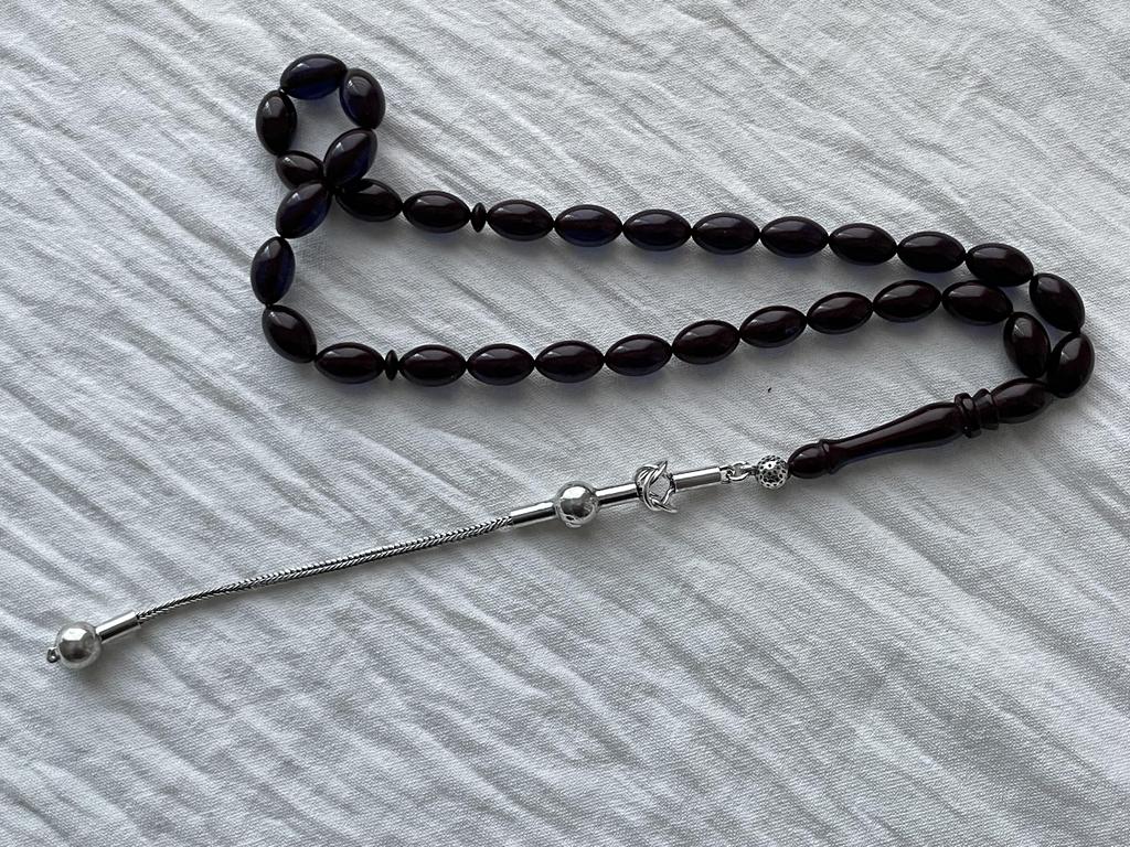 Огненные янтарные четки из стерлингового серебра 925 пробы с кисточками Розарий Teasbeh Rosari Ювелирный аксессуар Подарок