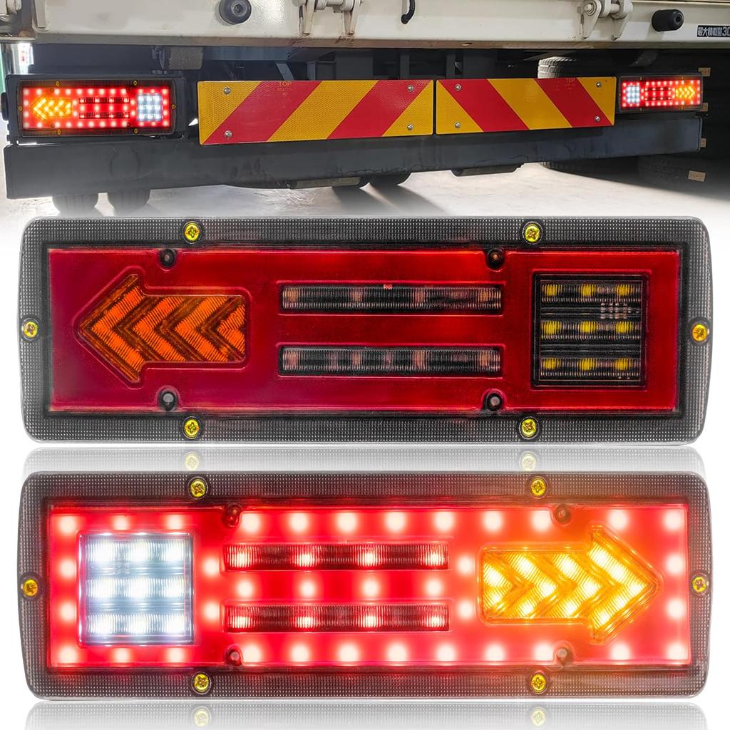 Ygmylandbb LED Truck Tail 24V Rear Combination Lamps with Turn and Reverse Set of 2 and Lights, All-in-One Brake, Small, Signal, Lights, (Left Right)