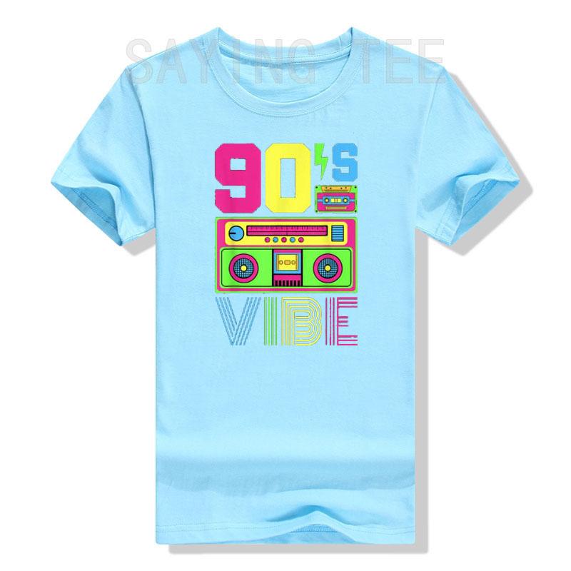 90s Vibe 1990 Style Fashion 90 Theme Outfit Nineties Costume T-Shirt Funny Graphic Tee Tops Women Fashion Short Sleeve Blouses