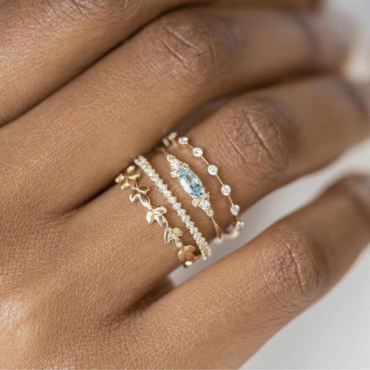 Комплект колец Weiya Luxury Zircon Flower: Ювелирные изделия на годовщину помолвки в европейском и американском стиле