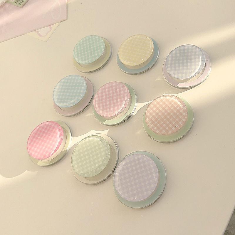 Fresh Ins Style Macaron Color Block Plaid Strong Adsorption Magnetic Phone Stand For Magsafe