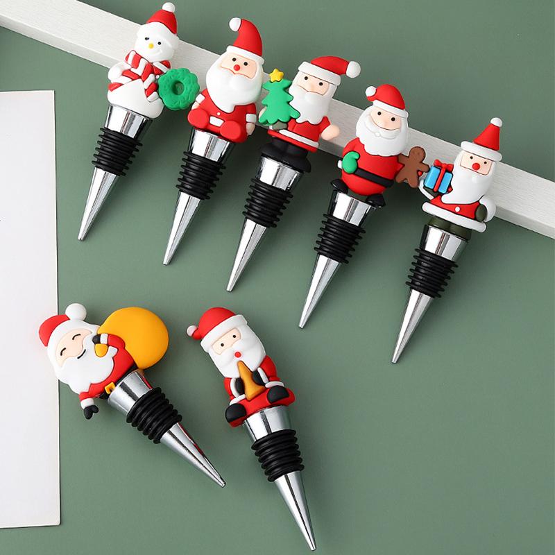 Рождественская винная пробка для бутылок с вином и напитками, герметичная пробка для свежего вина, милый декоративный Санта-Клаус, пробка для вина и шампанского