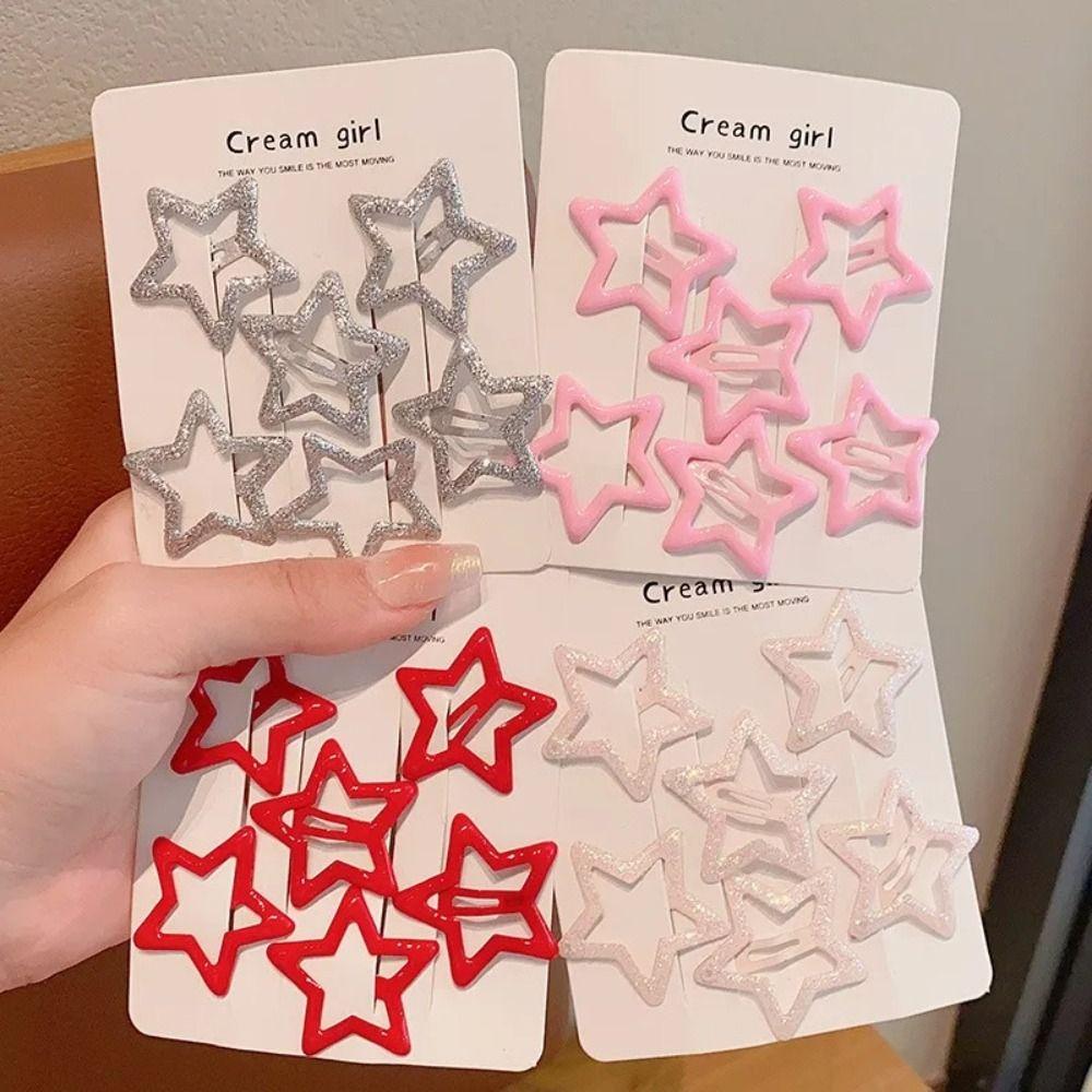 6 шт./набор Милые цвета Детские заколки для волос для девочек Блестящие звезды Женские заколки для волос Новые Детские Сладкие заколки