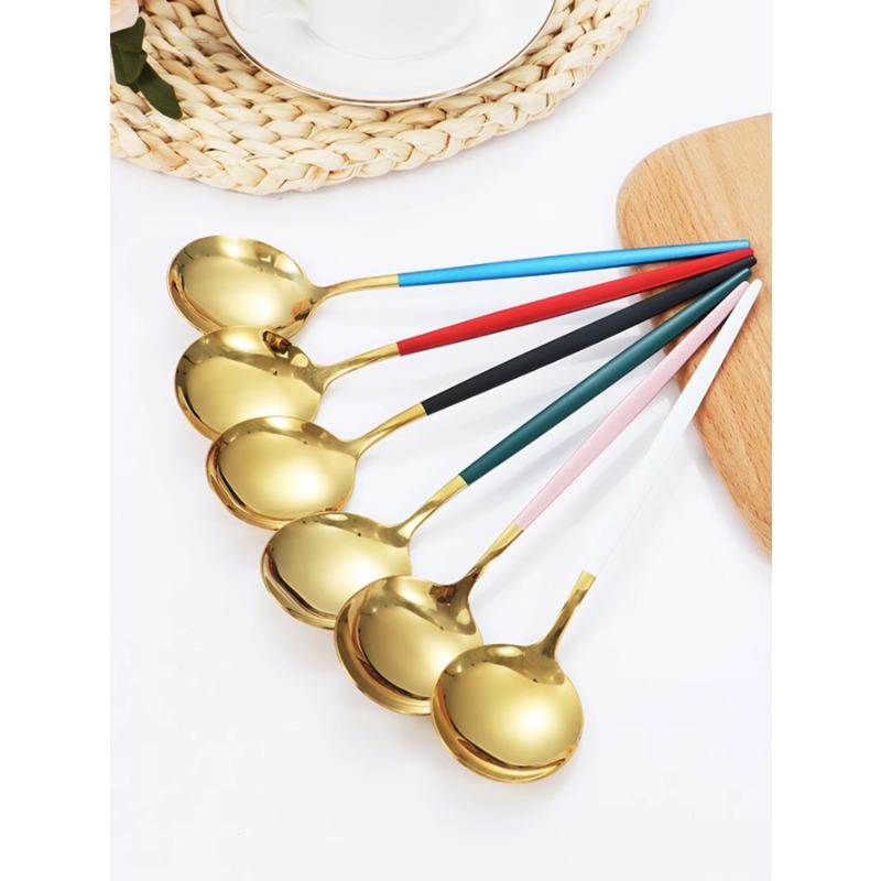 4-Piece Set Black Gold Cutlery Set Stainless Steel Knife Fork Spoon Silver Kitchen Supplies