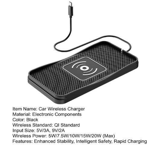 Car Wireless Charger Pad 20W Fast Charging Reusable Wireless Charger Quick Charge Adapter for