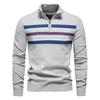 Men's Quarter Zip Up Long-Sleeve Sweaters Slim Fit Lightweight Mock Neck Pullover Casual Polo Sweaters Fall Winter Warm Striped Sweater for Men