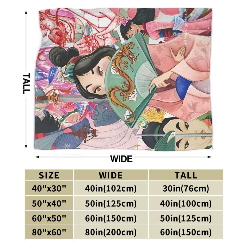 Mulan Cartoon Blankets Airplane Travel Flannel Throw Blanket For Outdoor Soft Warm Custom Quality Bedspread Birthday Gift