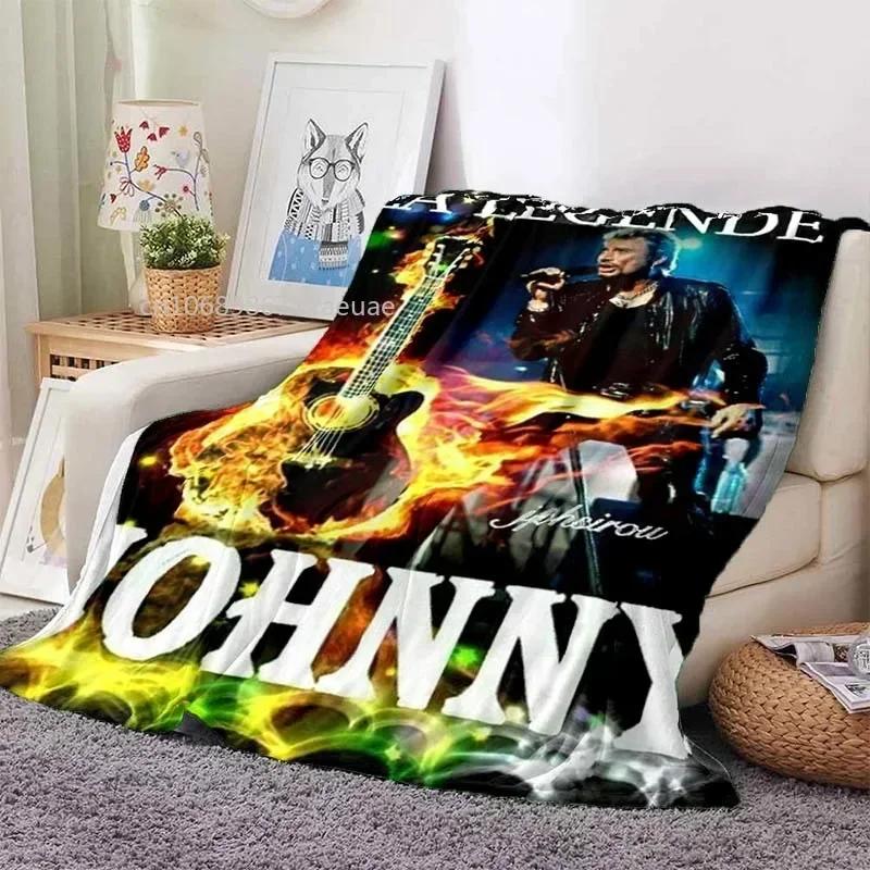 Rock Star Johnny Hallyday Flannel Blanket Rock'n Roll Soft Cover Lightweight Warm Plush Bed Sofa Chair Blanket