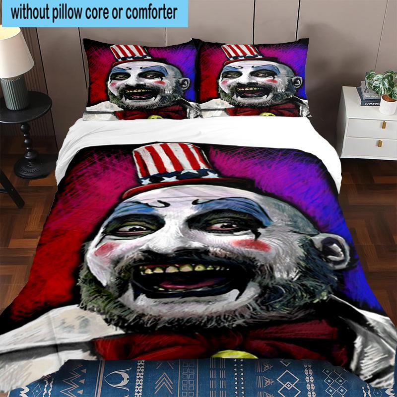 3PCS Horror Clown Laughing 3pcs Bedding,Including 3PCS Duvet Cover And 2pcs Pillowcases Perfect for Christmas,Ideal for Bedroom, Dormitory