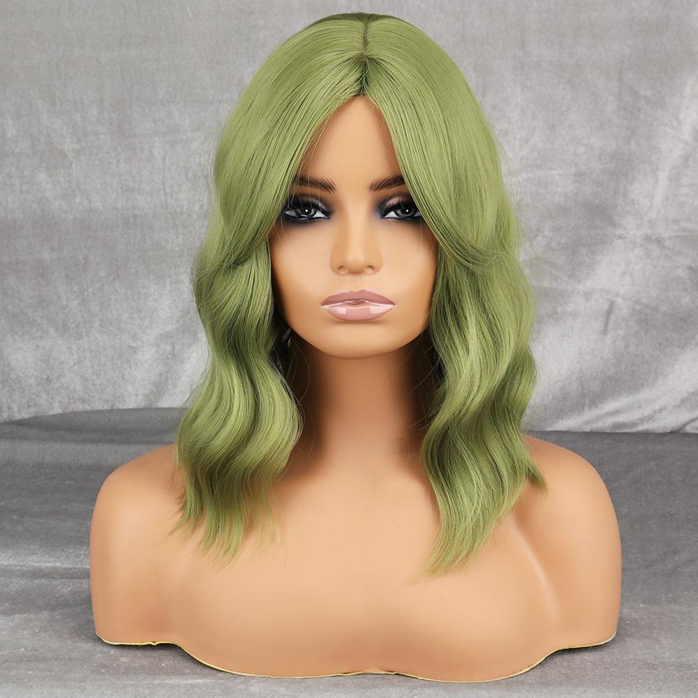 MISS WIG Фиолетовый волнистый парик из синтетического термостойкого волокна для женщин с челкой, черный, розовый, коричневый, косплей, повседневный парик