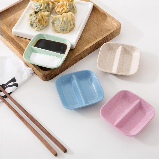 Wheat Straw Seasoning Plate Calf Sauce Vinegar Tableware Dinner Plate Sauce Plate Multi-purpose Draining Plate