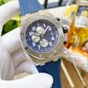 2024 Мужские Высококлассные Шестистрелочные Кварцевые Часы Royal Oak с Силиконовым Стальным Ремешком