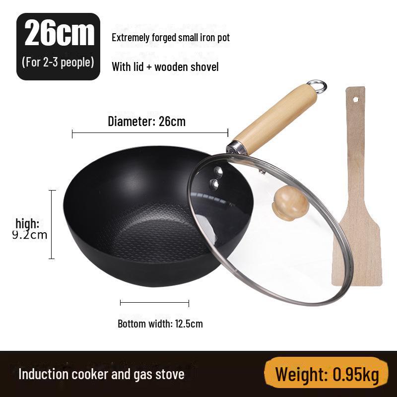 Мини-сковорода без покрытия диаметром 20 см для индукционных плит — компактная, легкая, идеальная для использования одним человеком