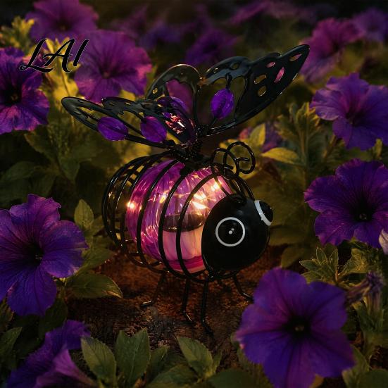 Whimsical Bee Yard Decorations Solar Powered Hanging Lights Metal Bouncy Spring Ornaments IP65 Waterproof Outdoor Lights Fairy for Backyard