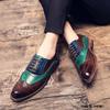 British Designer Colorful Mix Pointed Brogue Leather Shoes Flat For Men 2025 Dress Formal Wedding Prom Oxford Zapatos Hombre