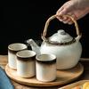 Japanese Style Tea Set Teapot Ceramic Household Tea Maker Drinking Tea Cup Single Pot Creative Bamboo Handle Teapot Set