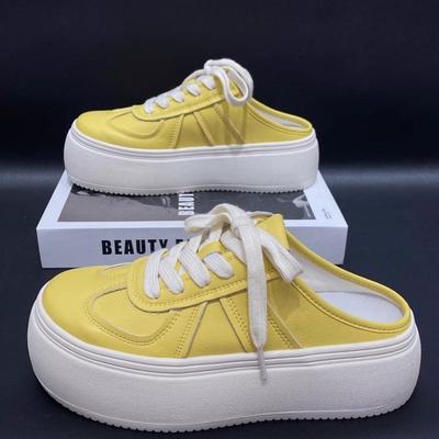 Женская обувь на толстой подошве с увеличением роста, универсальные кеды, новый стиль полушлепанцев с закрытым носком и ленивой обуви