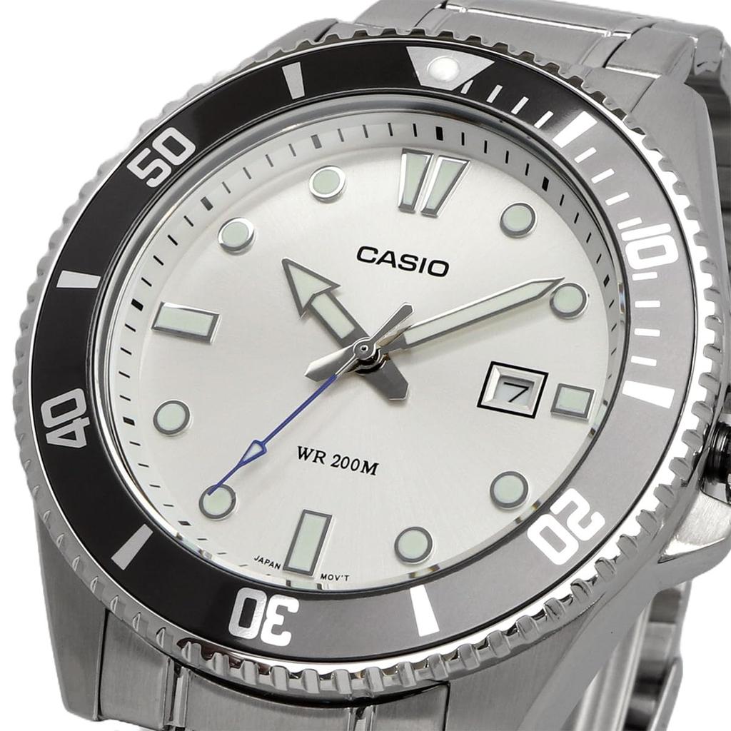 Casio Аналоговые дайверские часы Duro Нержавеющая сталь Серебристый циферблат MDV-107D-7AV