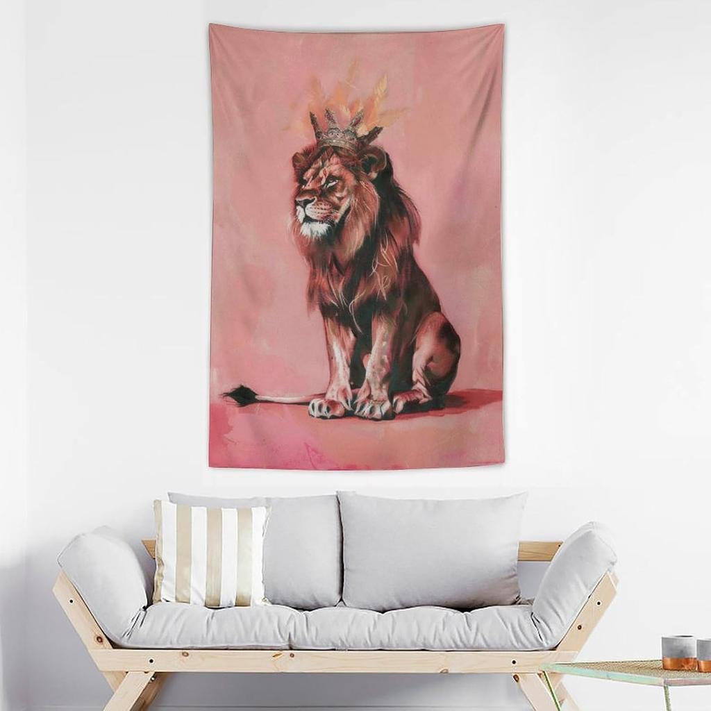 Tapestry Wall Art Cute African Lion Animal Abstract Tapestry Wall Hanging Wall Decor for Bedroom Living Room Decor for Men And