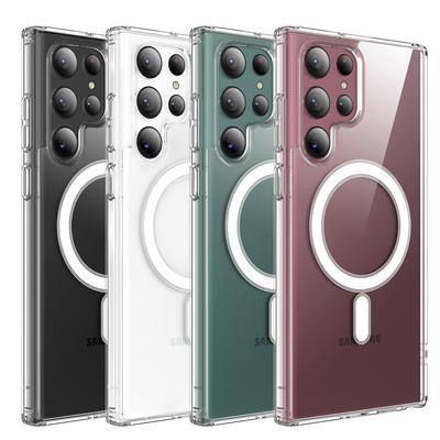 Магнитный чехол для Samsung Galaxy S23 Ultra Magsafe, чехлы для Samsung S22 Plus, силиконовые прозрачные чехлы с беспроводной зарядкой