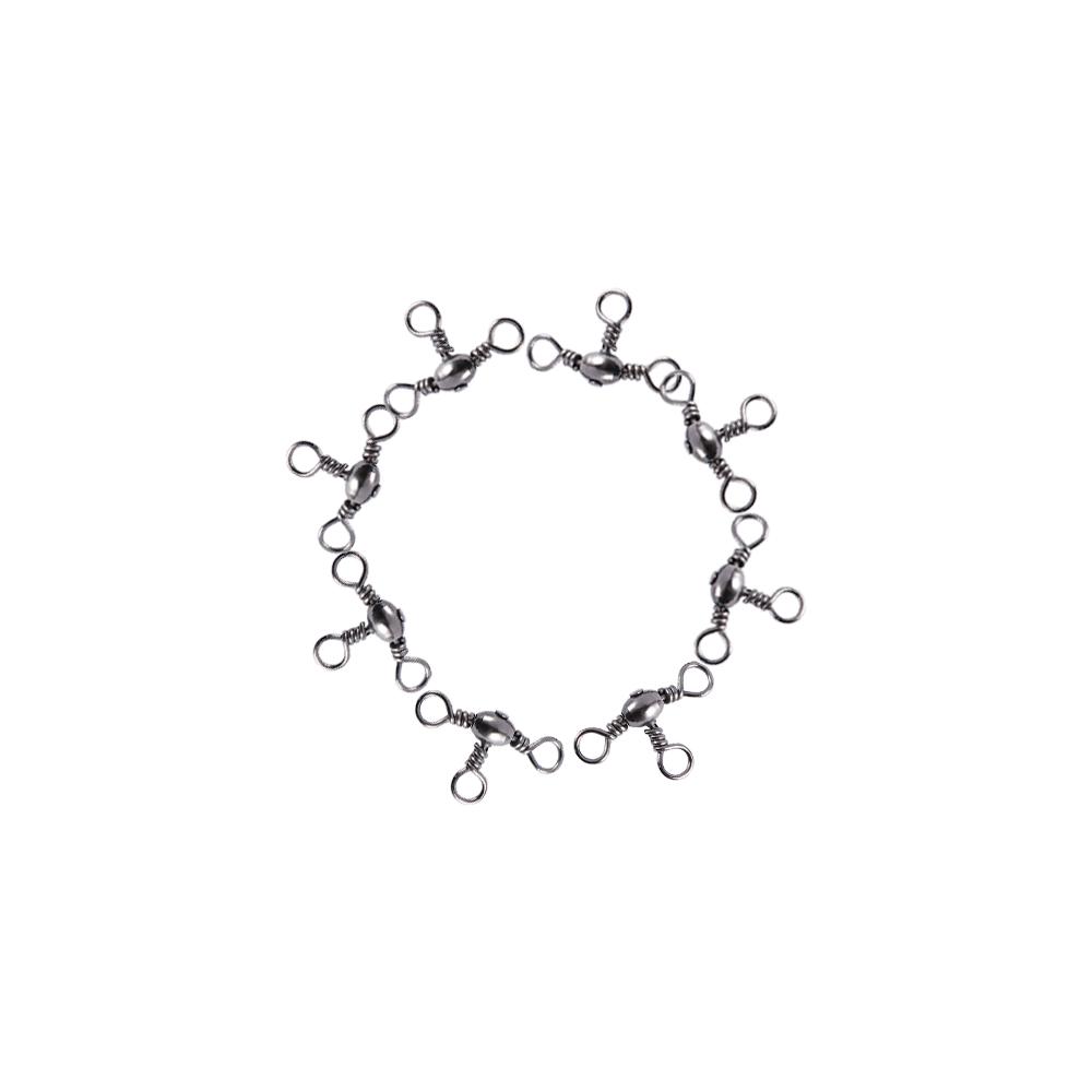 Аксессуары 3-х сторонний разветвитель поворотное кольцо рыболовный вертлюг вращающееся цельное кольцо соединитель для рыболовной лески