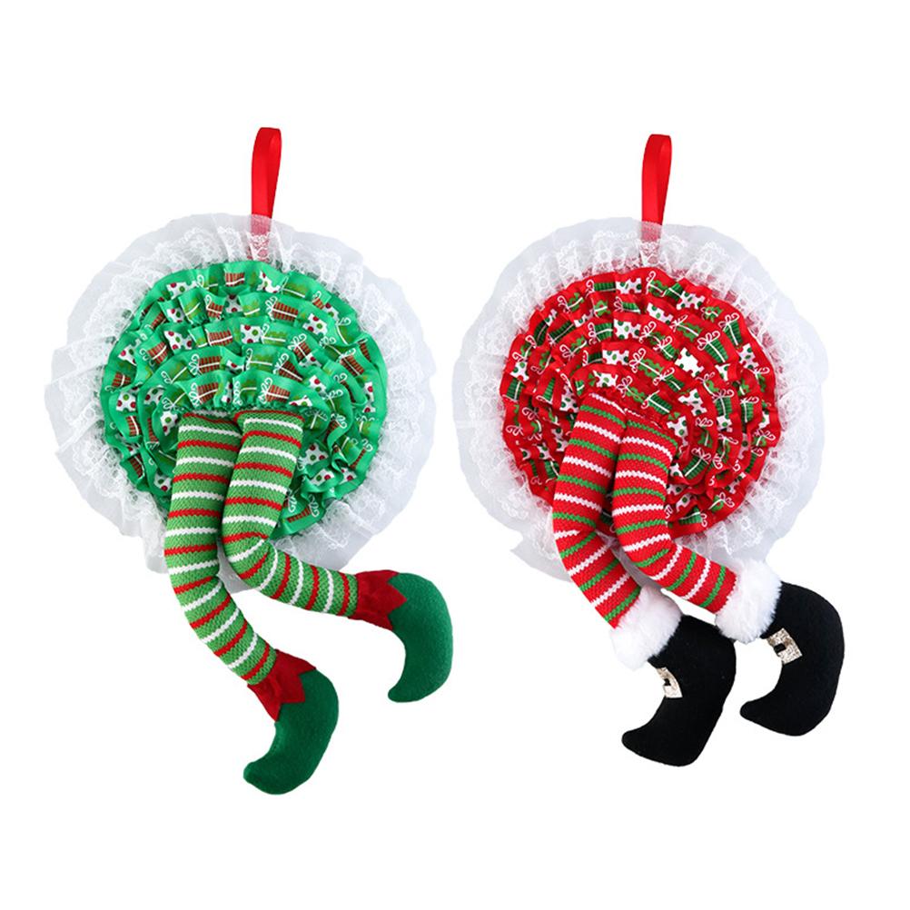 Рождественский венок, подвесной венок из ножек эльфа, украшения для входной двери, подвесные украшения для рождественской елки