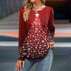 Женская мода Рождественские принтованные платья Осенние повседневные топы Длинные рукава рубашки Свободные пуловеры