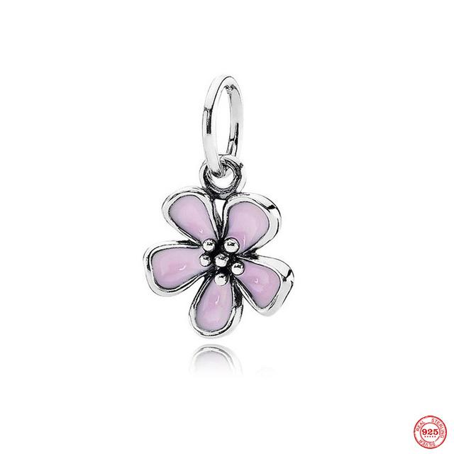 Новый розовый кулон в форме бабочки с цветком, подвеска из бисера, модный оригинальный браслет из стерлингового серебра 925 пробы для женщин, ювелирные изделия своими руками, подарок