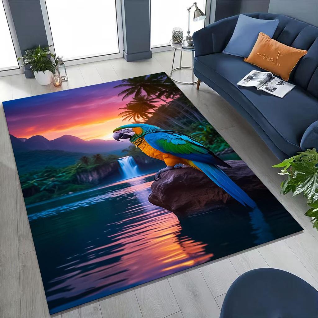 Красочный тропический попугай ара, натуральное искусство птиц, ковер для спальни, гостиной, дивана, домашний коврик для двери, декор, большой нескользящий коврик для пола