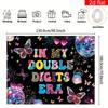 2D Disco Butterfly Happy 10th Birthday Backdrop, In My Double Digits Era Banner