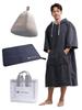 Outdoor Sauna Preparation Set Gift Set with Poncho Dark Dark [co-que] 4-piece (poncho Gray/hat Greige/mat Gray)