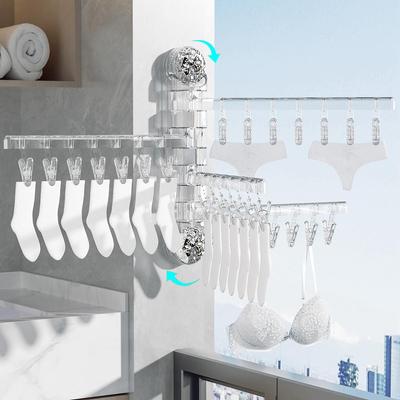 Настенная складная сушилка для носков и нижнего белья с присосками и мульти-зажимами для использования на балконе