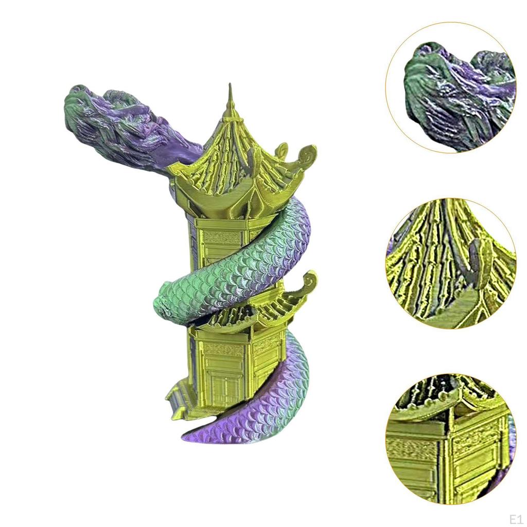 3D-печатная игрушка Swirl Loong, спиральные башни, статуэтка из смолы, подарок на день рождения, настольный декор для стола