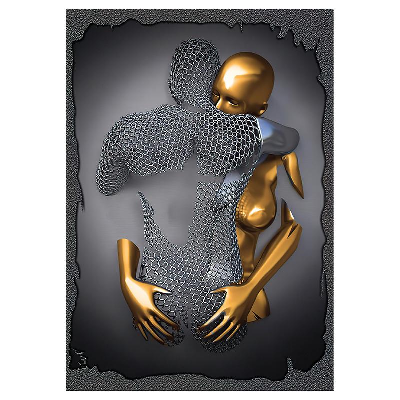 3D визуальные золотые, серебряные настенные художественные картины из металла, современные скандинавские персонализированные холсты, интерьерные картины, принты, домашний декор