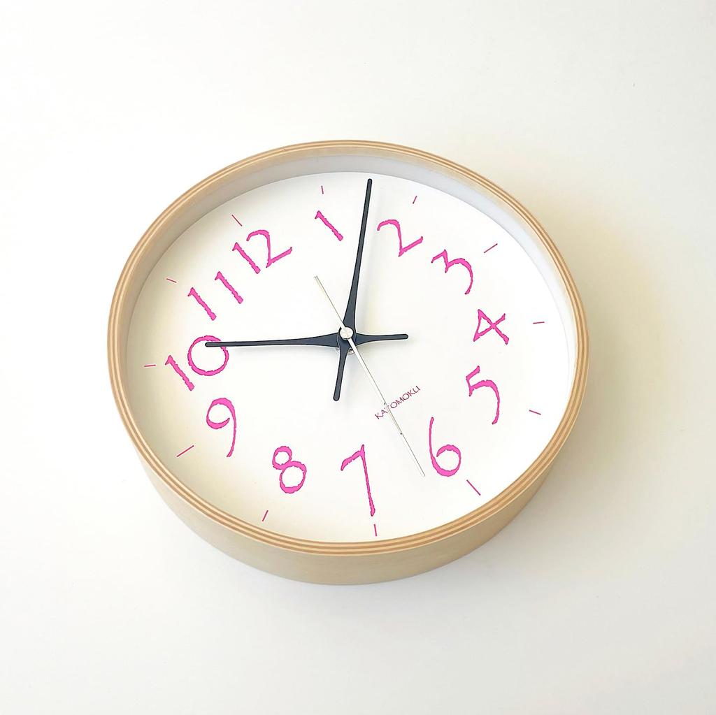 KATOMOKU plywood clock 20 Light Pink Wall Continuous Second Diameter km-119LPRCS Clock, Hand, 25.2cm (SKP Radio-Controlled Clock)