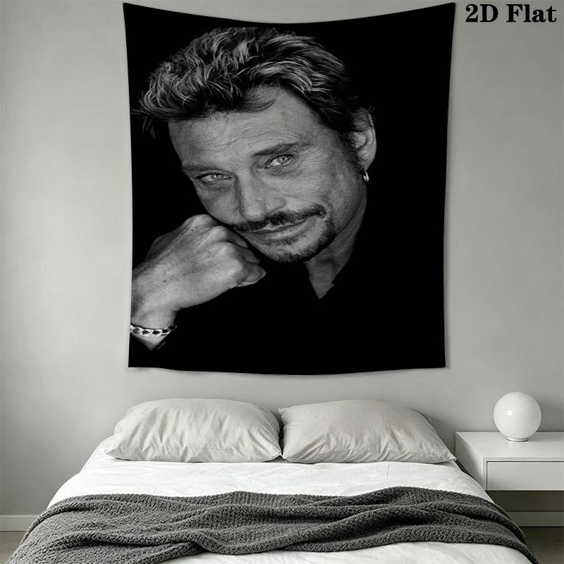 Johnny Hallyday Rock Legend Remembered Tapestry Background Cloth Fashion Print Christmas Gift Work Of Art Background Wall Hanging Cloth