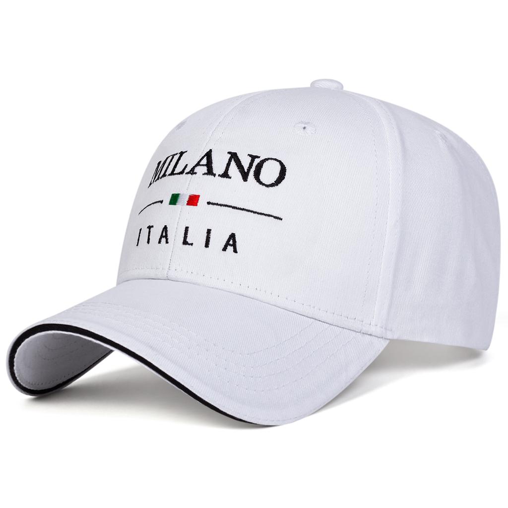 Стежок "бейсбольный" Вышитый Алфавит Italia Milano Нейтральный пол Женщины Мужчины Для кепок Весна Осень На открытом воздухе Регулируемые Повседневные шляпы