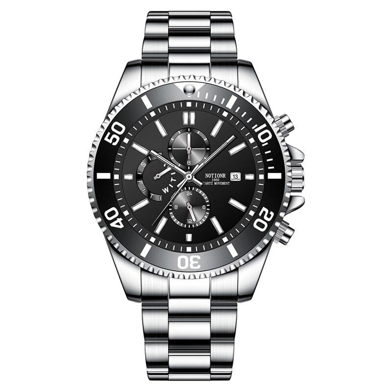 Fashion Mens Sports Watches Man Luxury Luminous Clock Men Business Waterproof Calendar Date Stainless Steel Quartz Wrist Watch