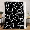 Abstract white lines and shapes on a black background, forming fluid forms. for all seasons blanket lunch break throw gift
