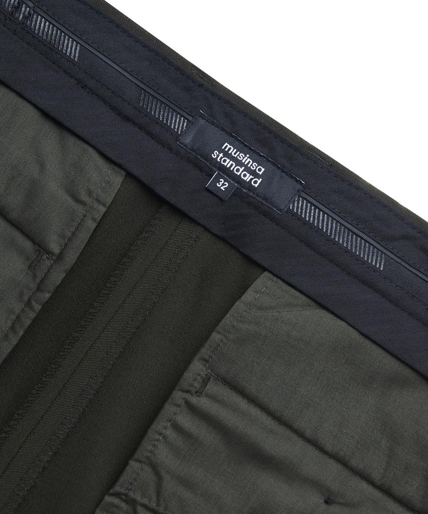MUSINSA STANDARD Semi-Wide Hidden Elastic Waist Slacks [Khaki]