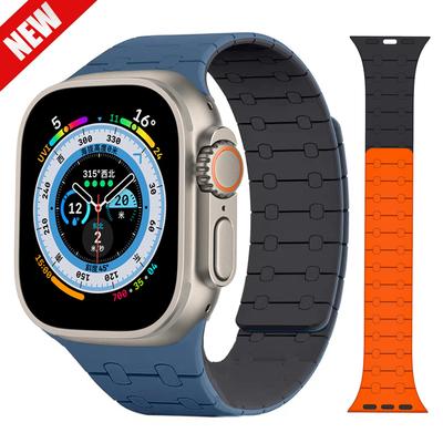 Ремешок для часов, магнитный силиконовый ремешок для Apple Watch Ultra 2, спортивный браслет 49 мм, 45 мм, 41 мм, спортивный браслет 40 мм, 44 мм, 38 мм, 42 мм iWatch series 9 8 SE 7 6