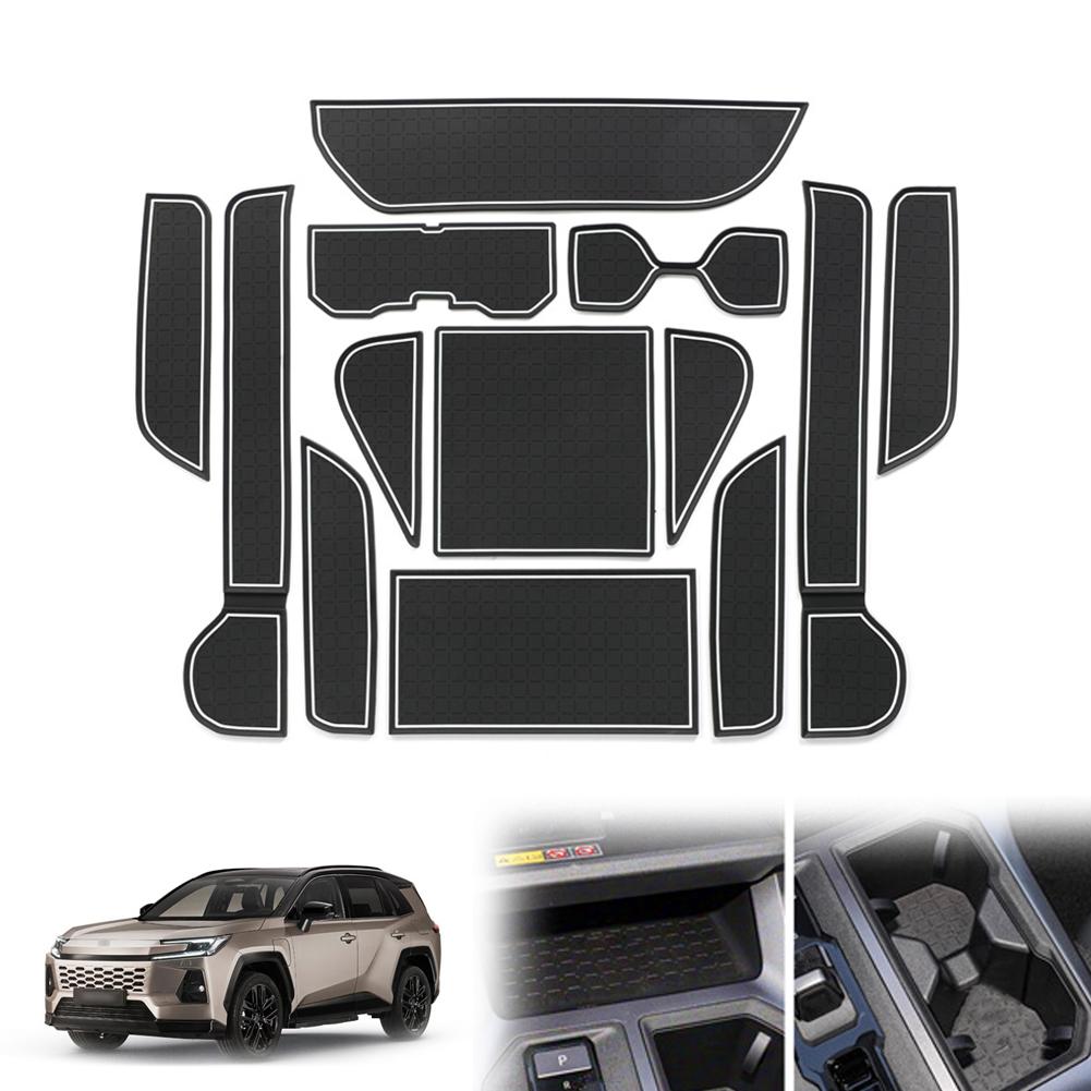 1 комплект накладок в ниши дверей салона для RAV4 2026 (13 шт.) Аксессуары для противоскользящего коврика Нескользящая силиконовая защита центральной консоли