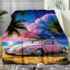 Beach Dirt Bike Vacation Scenery Fleece Printed Flannel Blanket, Warm Soft Throw Sofa Bed Blanket