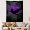 Purple Moonlit Crow Silhouette Design Patterned Tapestry Decorative Wall Hanging, Home Bedroom Living Room Decor