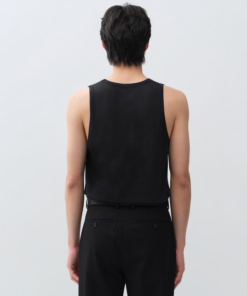 MUSINSA STANDARD Cr Scoop Neck Sleeveless Top [Black]