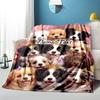 1PC Custom Name Royal Puppies Portrait flannel blanket versatile,all-season throw suitable for the living room,bedroom,camping,travel,and gift